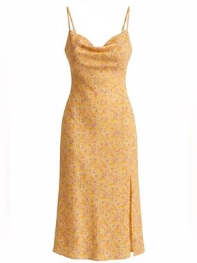 Timing Yellow Floral Cowl Neck Slip Dress Size Small